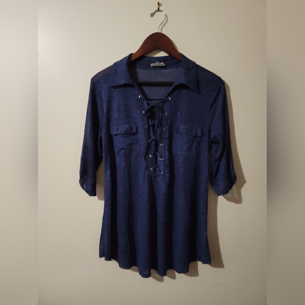 Blue Mesh Blouse